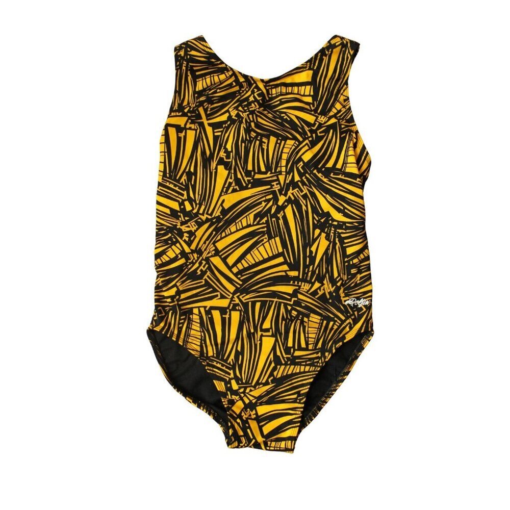 Dolfin Aquashape Yellow Geo Print Keyhole Back Competition Swimsuit Size 36